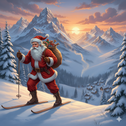 Arrivée du père Noël en ski de fond